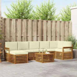 vidaXL Sektionalsofa sæt 8 pcs Naturlig og Fløde Massivt Akacietræ
