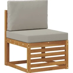 vidaXL Sektionalsofa sæt 10 pcs Naturlig og Lys Grå Massivt Akacietræ