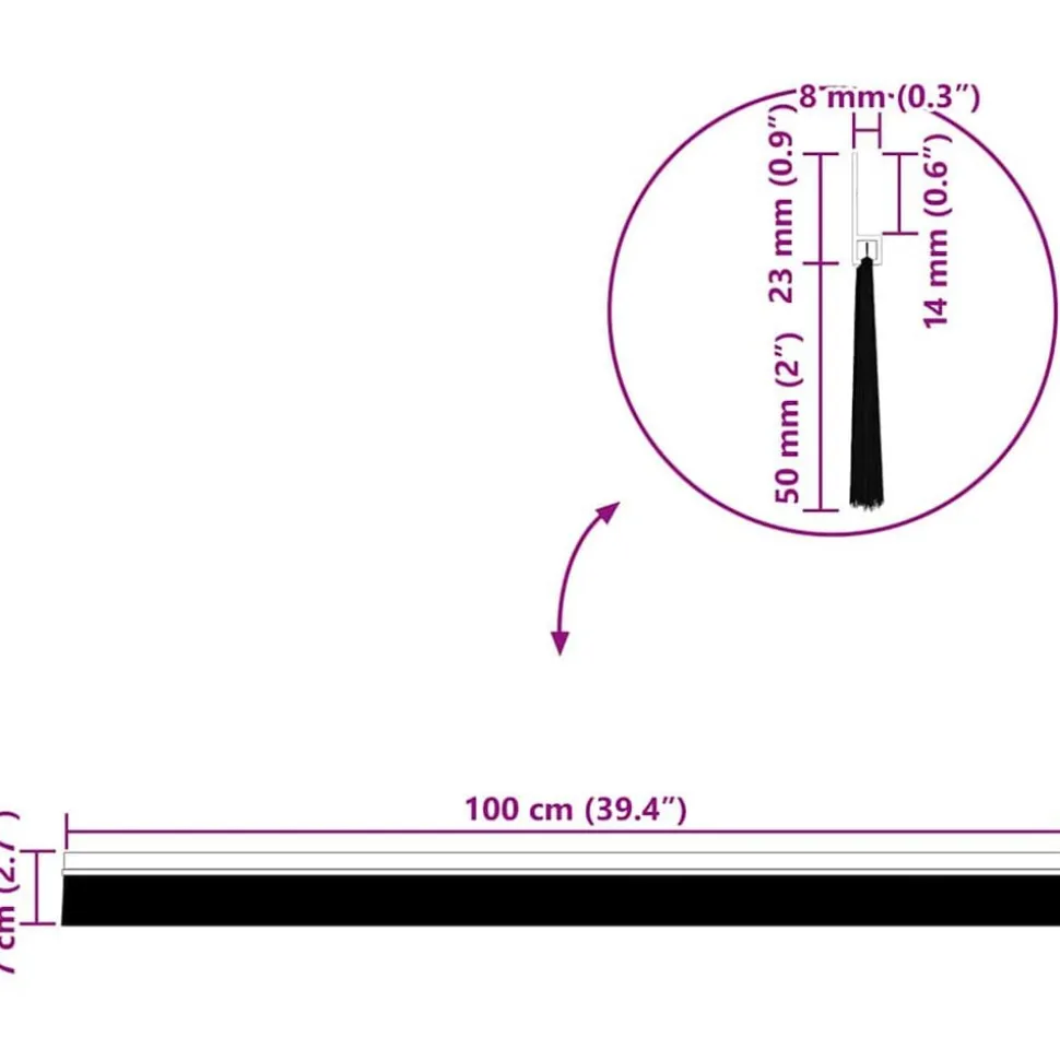 vidaXL Selvklæbende dørbørstetætninger 2 pcs Sølv 100 cm