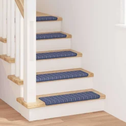 vidaXL Selvklæbende Trappemåtter Stribet 15 pcs Blå 65 x 21 x 4 cm