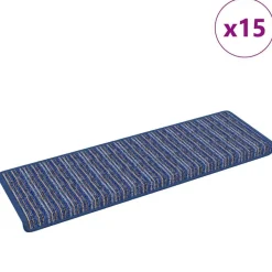 vidaXL Selvklæbende Trappemåtter Stribet 15 pcs Blå 65 x 21 x 4 cm