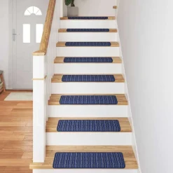 vidaXL Selvklæbende Trappemåtter Stribet 15 pcs Blå 65 x 21 x 4 cm