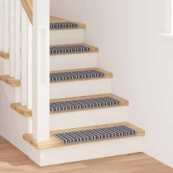 vidaXL Selvklæbende Trappemåtter Stribet 15 pcs Grå 65 x 21 x 4 cm