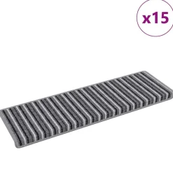vidaXL Selvklæbende Trappemåtter Stribet 15 pcs Grå 65 x 21 x 4 cm