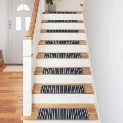 vidaXL Selvklæbende Trappemåtter Stribet 15 pcs Grå 65 x 21 x 4 cm