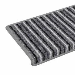 vidaXL Selvklæbende Trappemåtter Stribet 15 pcs Grå 65 x 21 x 4 cm
