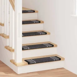 vidaXL Selvklæbende Trappemåtter 15 pcs Antracit 65 x 21 x 4 cm