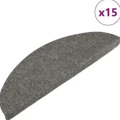 vidaXL selvklæbende trappemåtter 15 stk. 56x17x3 cm grå