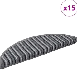 vidaXL Selvklæbende Trappemåtter 15 pcs Grå 56 x 17 x 3 cm