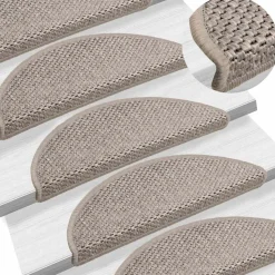 vidaXL selvklæbende trappemåtter 15 stk. 56x17x3 cm sisal-look sølv