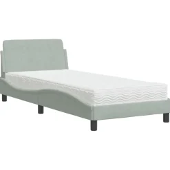 vidaXL seng med madras Dover 80x200 cm velour lysegrå