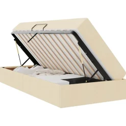 vidaXL Seng med opbevaring og madras Creme 90 x 190 cm Polyester