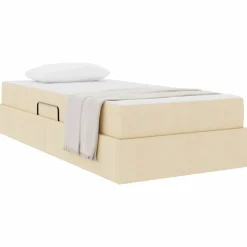 vidaXL Seng med opbevaring og madras Creme 90 x 190 cm Polyester