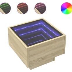 vidaXL sengebord med Infinity LED-lys 40x40x30 cm sonoma-eg