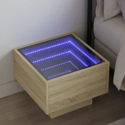 vidaXL sengebord med Infinity LED-lys 40x40x30 cm sonoma-eg