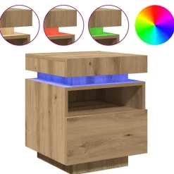 vidaXL sengebord med LED-lys 40x39x48,5 cm kunsteg