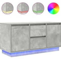 vidaXL sengebord med LED-lys 100x41x50 cm betongrå