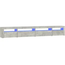 vidaXL sengebord med LED-lys 270x35x40 cm betongrå