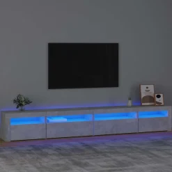 vidaXL sengebord med LED-lys 270x35x40 cm betongrå