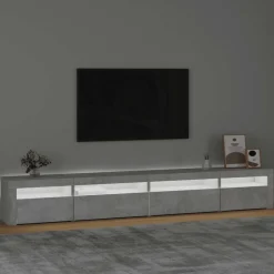 vidaXL sengebord med LED-lys 270x35x40 cm betongrå
