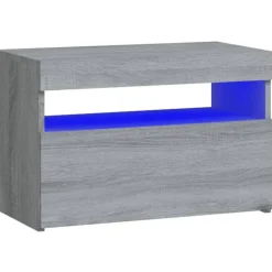 vidaXL sengebord med LED-lys 60x35x40 cm grå sonoma-eg