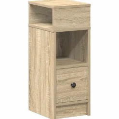 vidaXL sengebord med skuffe 25x31x66 cm sonoma-eg