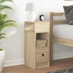 vidaXL sengebord med skuffe 25x31x66 cm sonoma-eg