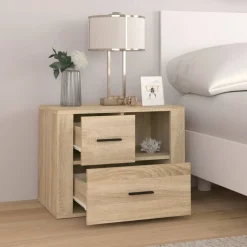 vidaXL sengebord 60x36x45 cm konstrueret træ Sonoma egetræsfarve
