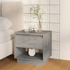 vidaXL sengebord 45x34x44 cm konstrueret træ betongrå