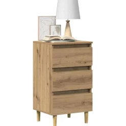 vidaXL sengebord 40x35x69 cm konstrueret træ kunsteg