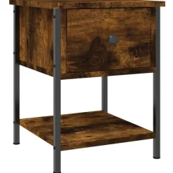 vidaXL sengebord 34x35,5x45 cm konstrueret træ røget egetræsfarve