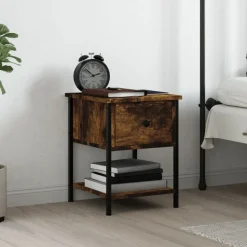 vidaXL sengebord 34x35,5x45 cm konstrueret træ røget egetræsfarve