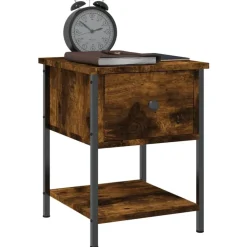 vidaXL sengebord 34x35,5x45 cm konstrueret træ røget egetræsfarve