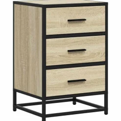 vidaXL sengebord 40x34,5x60 cm konstrueret træ og metal sonoma-eg