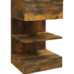 vidaXL sengebord 40x35x65 cm konstrueret træ røget egetræsfarve
