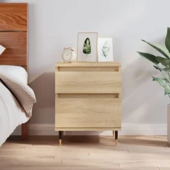 vidaXL sengebord 40x35x50 cm konstrueret træ sonoma-eg