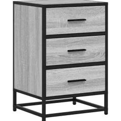 vidaXL sengebord 40x34,5x60 cm konstrueret træ og metal grå sonoma-eg