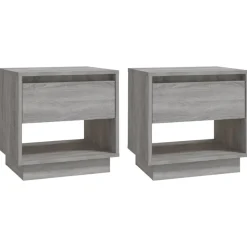 vidaXL sengeborde 2 stk. 45x34x44 cm konstrueret træ grå sonoma-eg