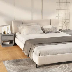 vidaXL sengeborde 2 stk. 45x34x44 cm konstrueret træ grå sonoma-eg