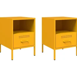 vidaXL sengeborde 2 stk. 36x39x50,5 cm stål sennepsgul