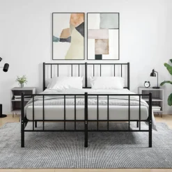 vidaXL sengeborde 2 stk. 40x30x50 cm konstrueret træ grå sonoma-eg