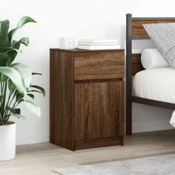 vidaXL sengeborde 2 stk. 39x35x65 cm konstrueret træ brun egetræsfarve
