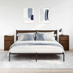 vidaXL sengeborde 2 stk. 39x35x65 cm konstrueret træ brun egetræsfarve