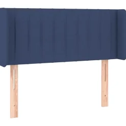 vidaXL sengegavl med LED-lys 83x16x78/88 cm stof blå