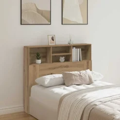 vidaXL sengegavl med opbevaring 120x19x103,5cm konstrueret træ kunsteg