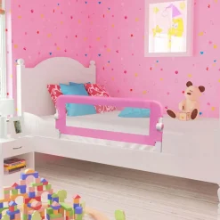 vidaXL sengegelænder til barneseng 120 x 42 cm polyester pink