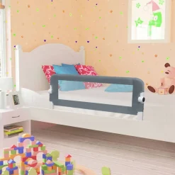 vidaXL sengegelænder til barneseng 102 x 42 cm polyester grå