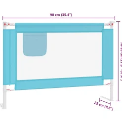 vidaXL sengehest til børneseng 90x25 cm stof blå