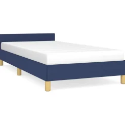 vidaXL Sengeramme med hovedgærde uden madras Blå 80x200 cm Stof
