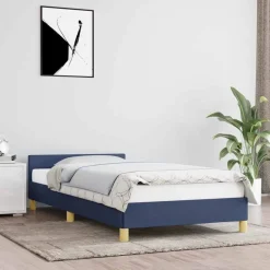 vidaXL Sengeramme med hovedgærde uden madras Blå 80x200 cm Stof